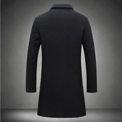 Men's Mid-length Trench Coat Fall Winter Slim Pockets Single-breasted Collar Jacket Casual Business Comfortable Overcoat Clothing