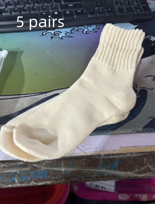 Ins Knitted Socks Winter Warm Thickened Solid Loop Socks High Ribbed Sweat-absorbent Floor Sock